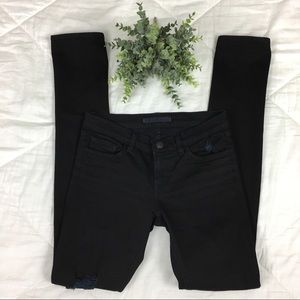 J Brand Low-Rise Pencil Leg Skinny Jeans Torn Jett